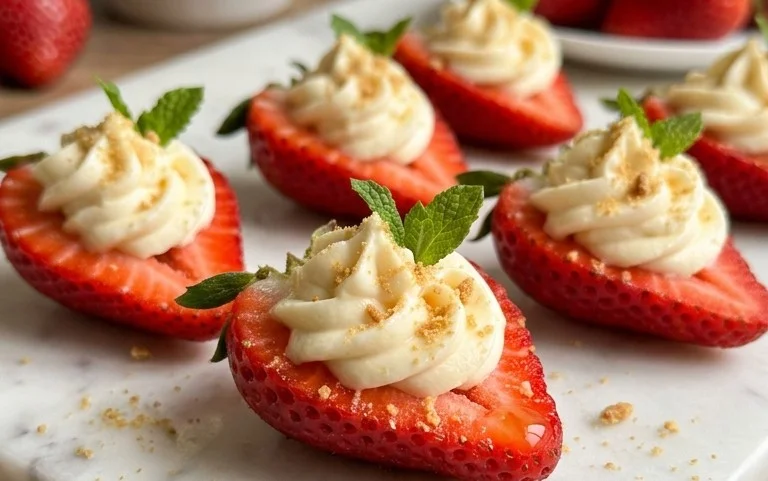 Deviled Strawberries (Made with a Cheesecake Filling)